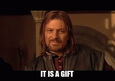 A Man With Long Hair And A Beard Says It Is A Gift . GIF