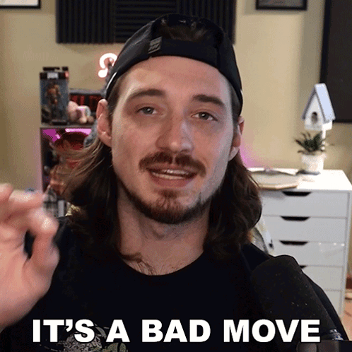 Man With Long Hair And Beard Saying Bad Move With Hat GIF