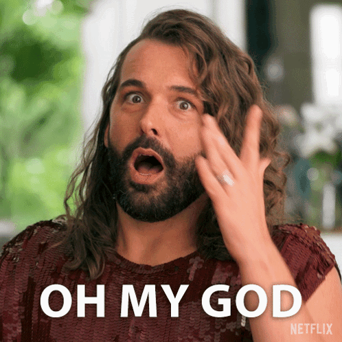 A Man With Long Hair And A Beard Says Oh My God On A Netflix Ad GIF