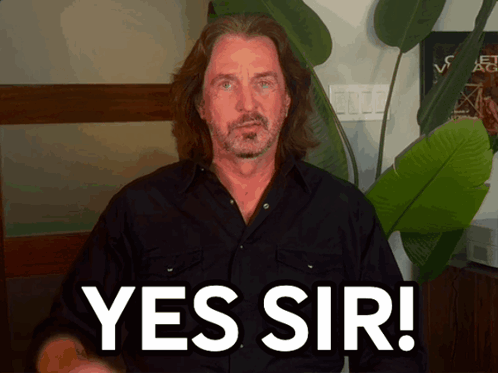 A Man With Long Hair And A Beard Says " Yes Sir " GIF