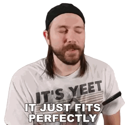 a man with long hair and a beard wears a shirt that says it 's yeet it just fits perfectly