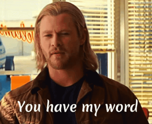 A Man With Long Hair Is Standing In Front Of A Window And Says " You Have My Word " GIF