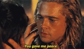 A Man With Long Hair Is Touching Another Man 'S Face And Saying You Gave Me Peace GIF