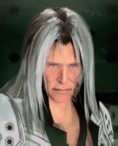 A Man With Long White Hair And A Beard Is Wearing A White Armor . GIF