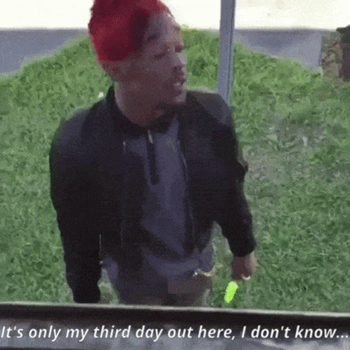 A Man With Red Hair Says It 'S Only My Third Day Out Here I Do N't Know GIF