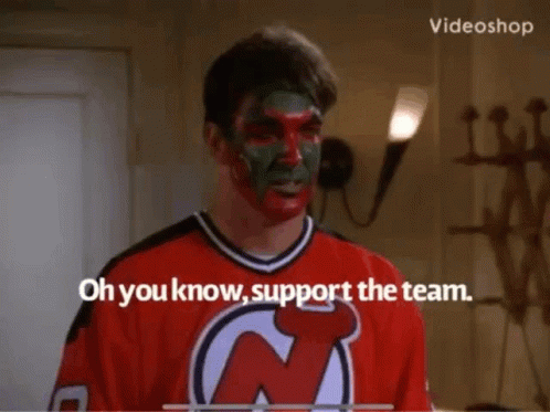 A Man With Red Paint On His Face And A Jersey That Says Oh You Know Support The Team . GIF