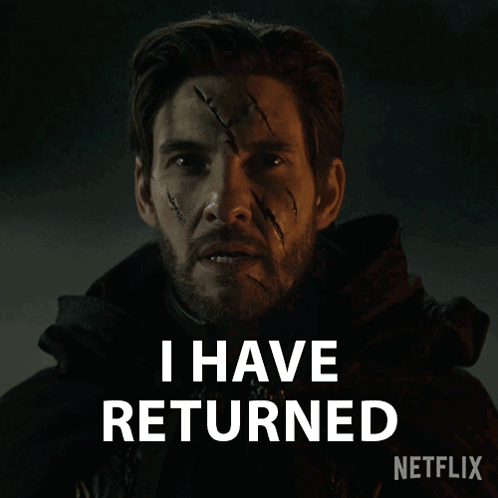 A Man With Scars On His Face Says I Have Returned Netflix GIF