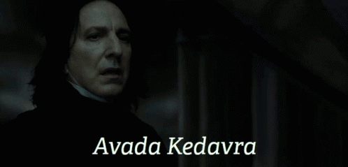 A Man With The Name Avada Kedavra On A Dark Background GIF