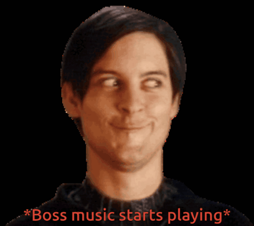 A Man With The Words Boss Music Starts Playing Written Below Him GIF