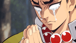 A Man With White Eyes Is Crying With His Hands Folded GIF