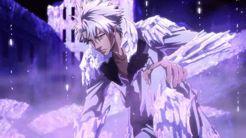 A Man With White Hair And A Purple Background GIF