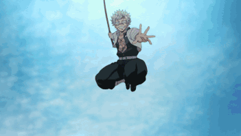 A Man With White Hair Is Holding A Stick GIF