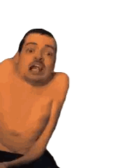a man without a shirt is blowing a yellow object out of his mouth