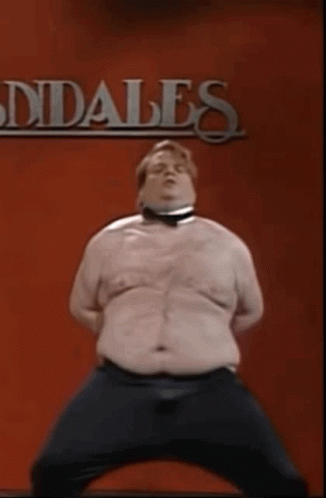 A Man Without A Shirt Is Dancing In Front Of A Sign That Says Didales GIF
