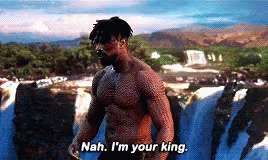 A Man Without A Shirt Is Standing In Front Of A Waterfall And Says Nah I 'M Your King GIF