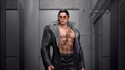 A Man Without A Shirt Is Wearing Sunglasses And A Black Jacket GIF