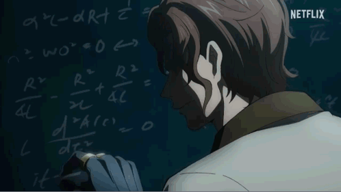 A Man Writing On A Blackboard With A Netflix Logo Behind Him GIF