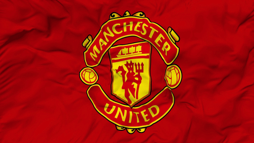 A Manchester United Logo Is On A Red Cloth GIF