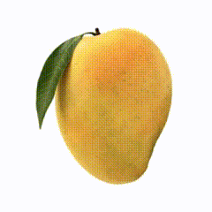 A Mango With A Green Leaf Attached To It GIF