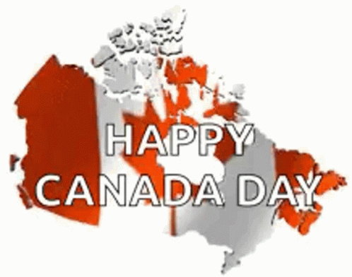 a map of canada with the flag on it and the words `` happy canada day '' .