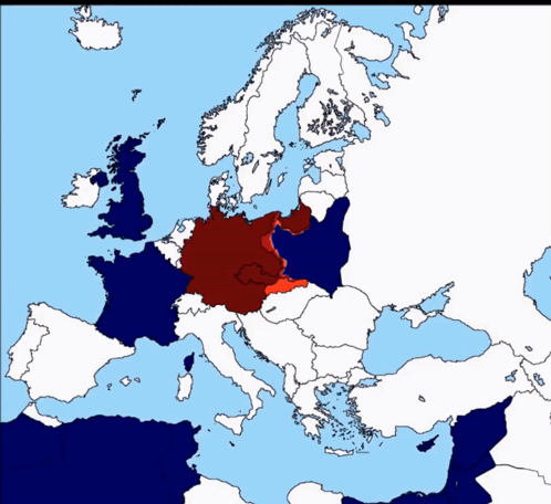 A Map Of Europe Shows A Few Countries In Red And Blue GIF
