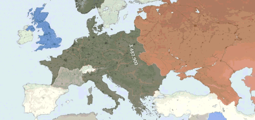 A Map Of Europe Shows The Number Of Enlisted Soldiers In Each Country GIF