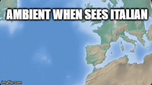 a map of europe with the words ambient when sees italian below it