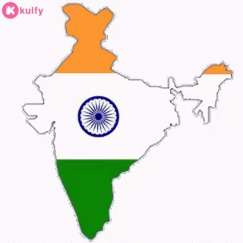 A Map Of India With A Flag On It GIF