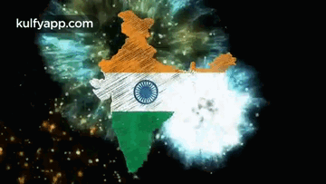 A Map Of India With The Flag Painted On It . GIF