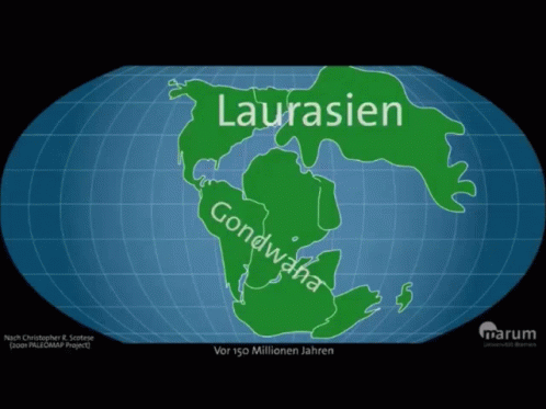 A Map Of The Earth With The Word Laurasien Written On It GIF