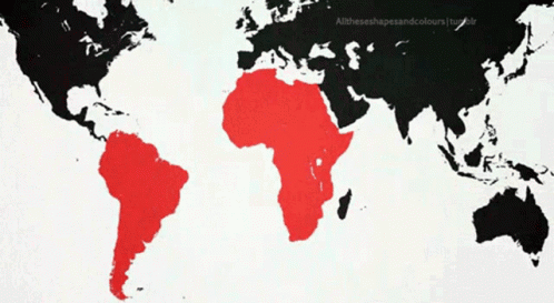 A Map Of The World Shows The African Continent In Red GIF