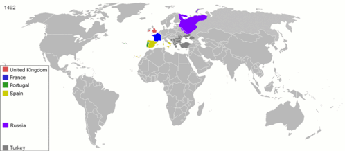 A Map Of The World Shows The United Kingdom In Red GIF