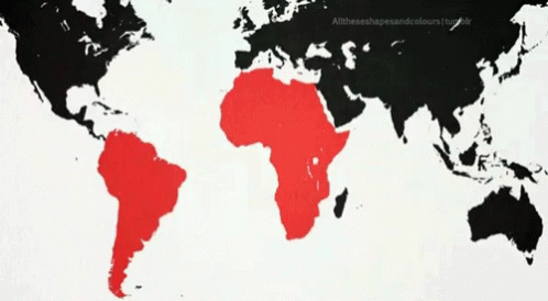 A Map Of The World With A Red Area In The Middle GIF