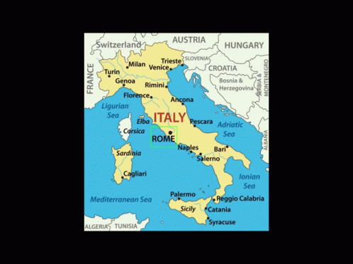 A Map Showing The Location Of Italy With Rome Highlighted GIF