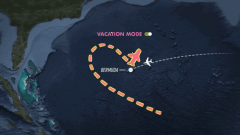 A Map Shows A Plane Flying To Bermuda GIF