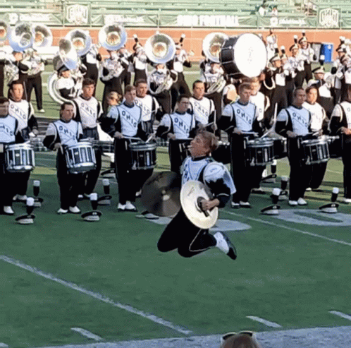 a marching band with ohio on their shirts