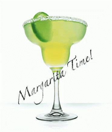 A Margarita In A Glass With The Words Margarita Time Written On The Bottom GIF