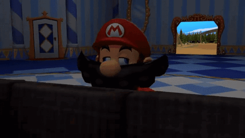 A Mario Character Is Sitting On A Couch In Front Of A Tv GIF