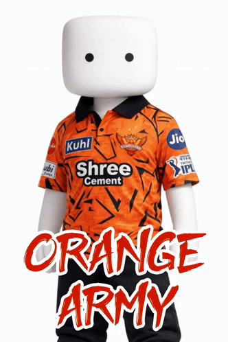 a marshmallow wearing an orange shirt that says orange army on it