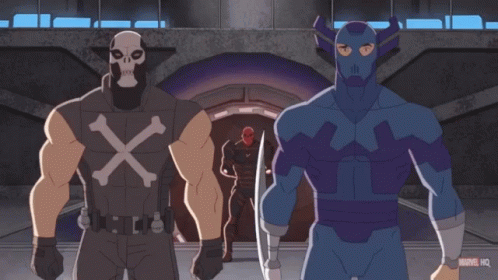 A Marvel Hq Logo Can Be Seen On The Bottom Of A Cartoon Scene GIF