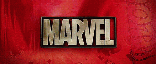 A Marvel Logo On A Red Background GIF