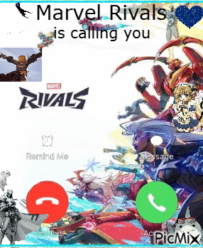 A Marvel Rivals Is Calling You Screen With A Collage Of Characters GIF