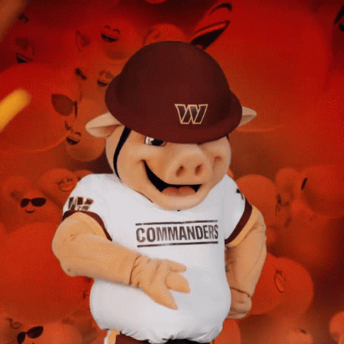 A Mascot For The Commanders Wearing A Hat And Sunglasses GIF