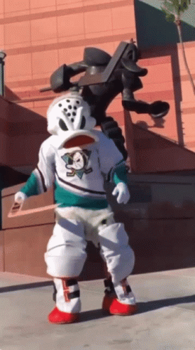 A Mascot For The Mighty Ducks Is Dancing GIF