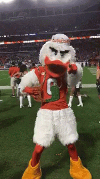 A Mascot Wearing A Hurricanes Jersey Is Pointing GIF