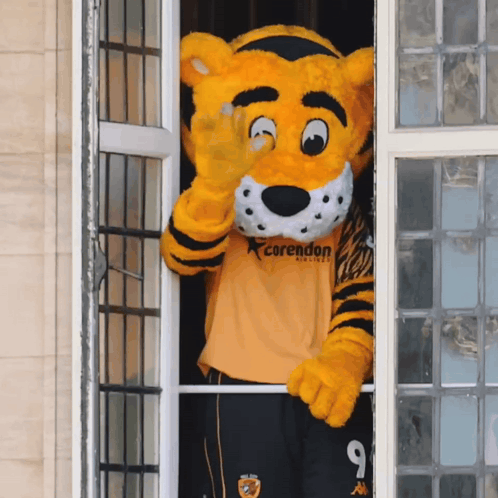 a mascot wearing a shirt that says corendon