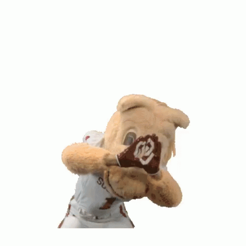 A Mascot With The Number 1 On His Jersey Is Holding A Football GIF