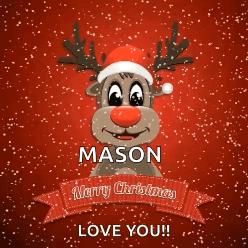 A Mason Merry Christmas Card With A Reindeer GIF
