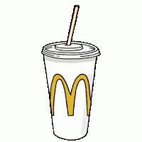 a mcdonald 's cup with a straw in it .