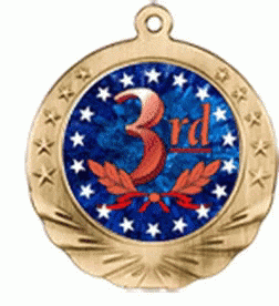 A Medal That Says 3Rd On It With Stars Around It GIF